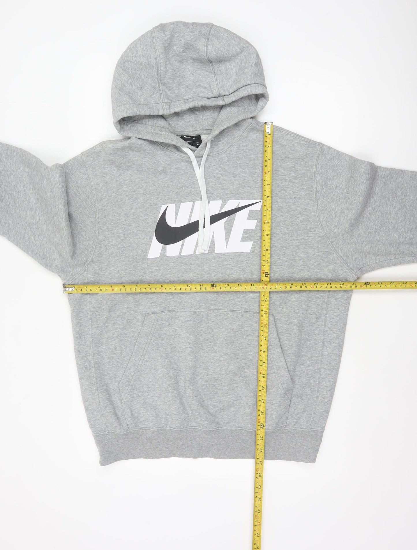 Nike Men’s Grey M Pullover Hoodie Logo Graphic Print Kangaroo Pocket