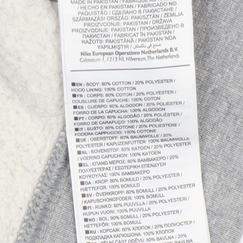 Nike Men’s Grey M Pullover Hoodie Logo Graphic Print Kangaroo Pocket