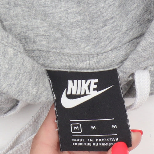 Nike Men’s Grey M Pullover Hoodie Logo Graphic Print Kangaroo Pocket