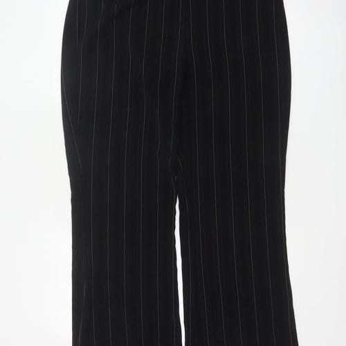 Next Women Black Pinstripe Wide Leg Tailored Trousers UK 16L