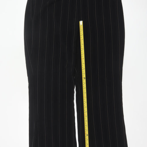 Next Women Black Pinstripe Wide Leg Tailored Trousers UK 16L