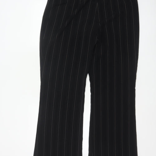 Next Women Black Pinstripe Wide Leg Tailored Trousers UK 16L