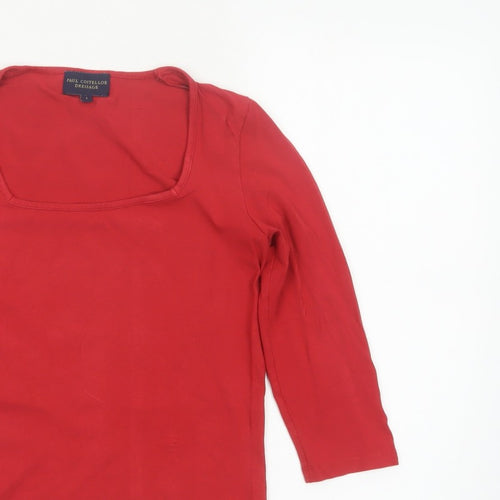 Paul Costelloe Dressage Women Red UK 10 Square Neck Jersey Top