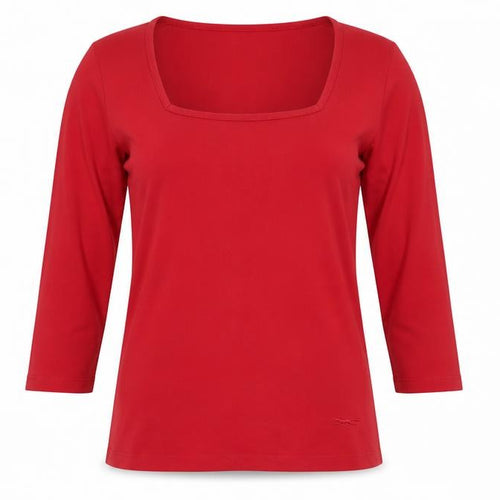 Paul Costelloe Dressage Women Red UK 10 Square Neck Jersey Top