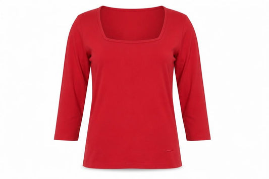Paul Costelloe Dressage Women Red UK 10 Square Neck Jersey Top