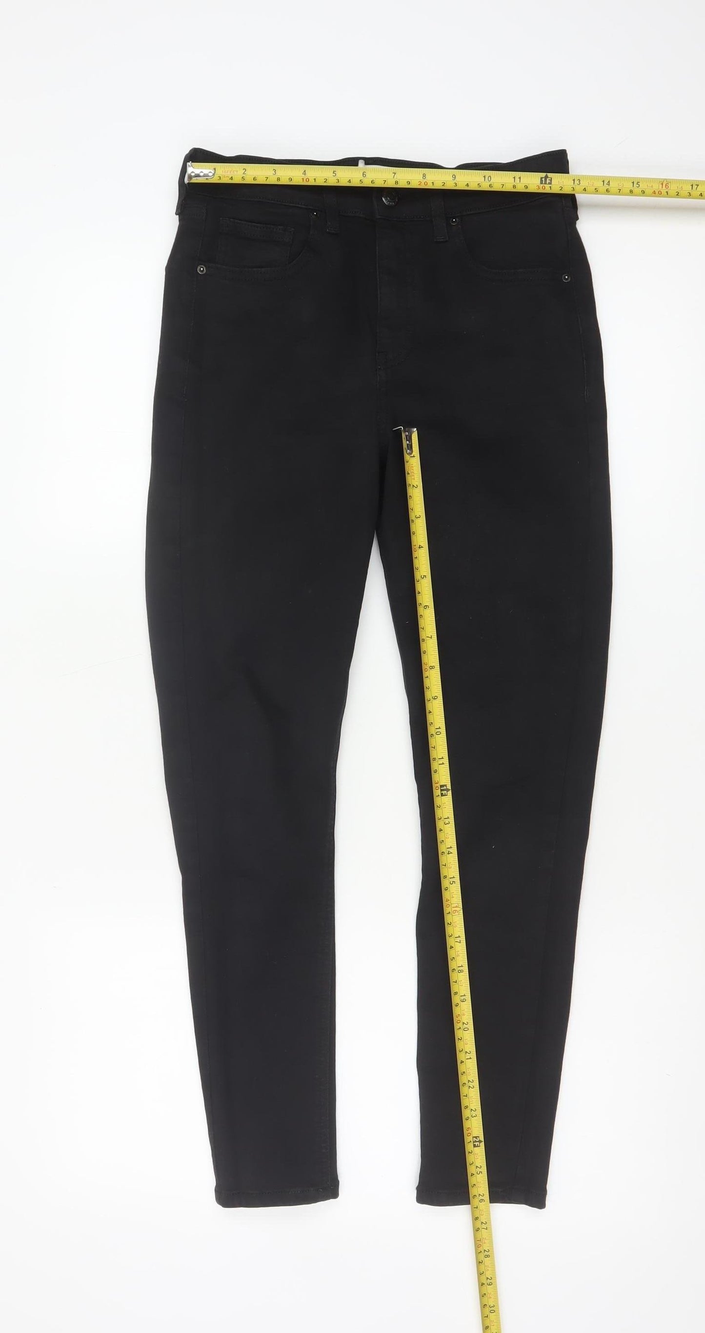 Topshop Women Black UK 10 Jamie High Rise Skinny Jeans W28 L30
