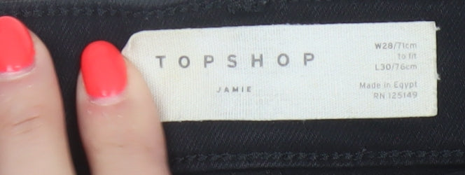 Topshop Women Black UK 10 Jamie High Rise Skinny Jeans W28 L30