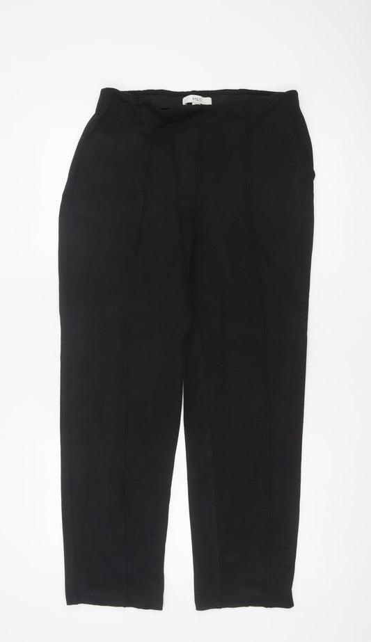 Marks & Spencer Women Black UK 12 Regular Straight Dress Trousers