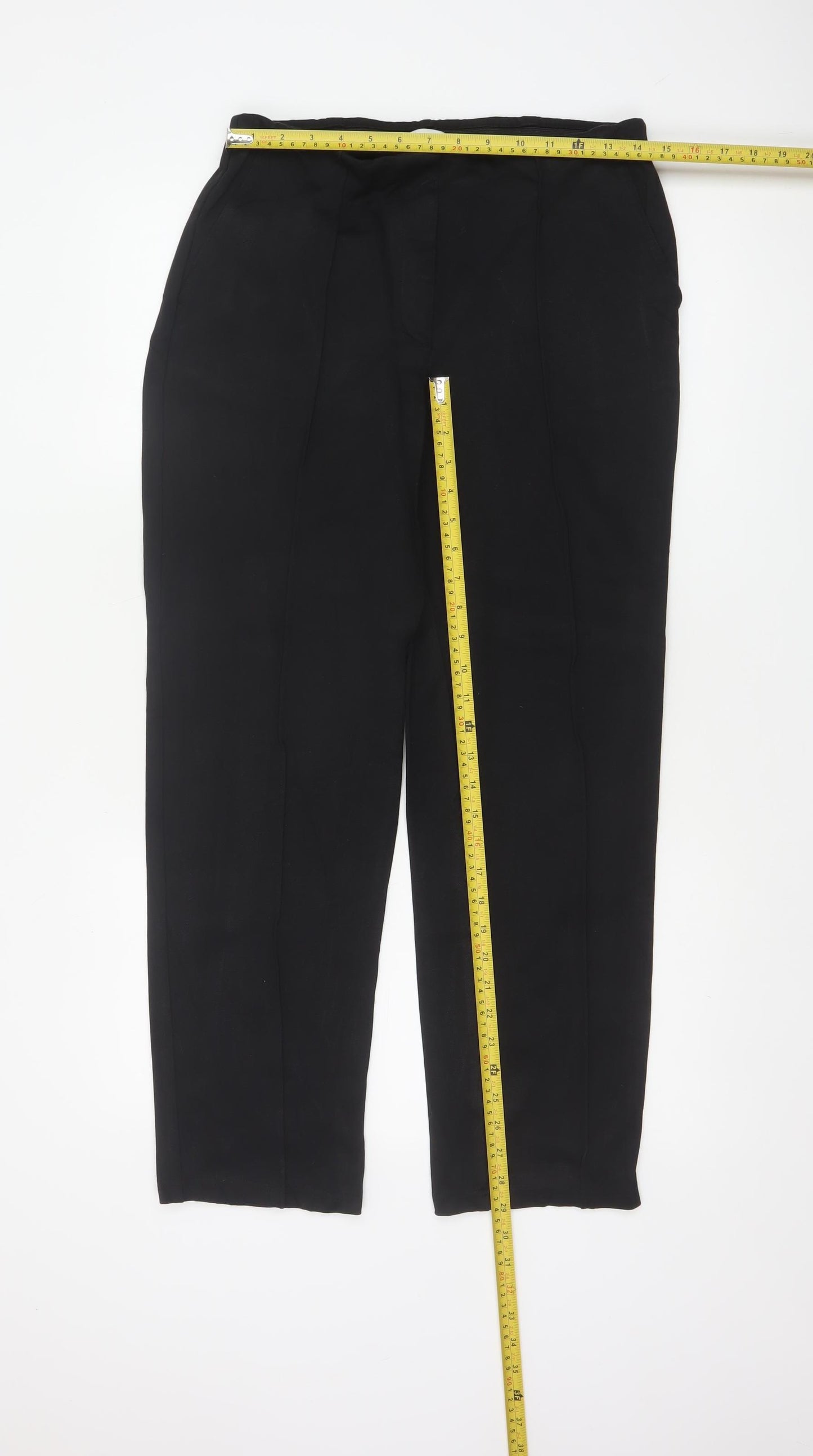 Marks & Spencer Women Black UK 12 Regular Straight Dress Trousers
