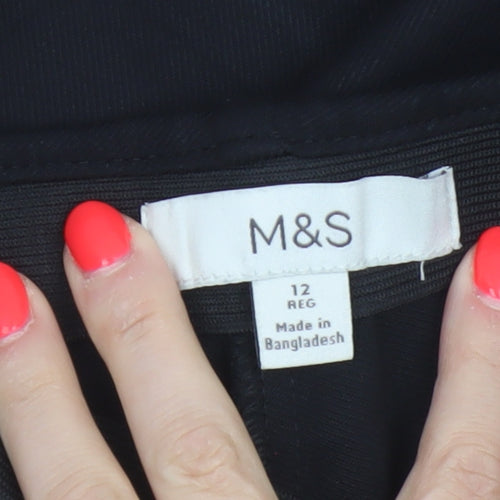 Marks & Spencer Women Black UK 12 Regular Straight Dress Trousers