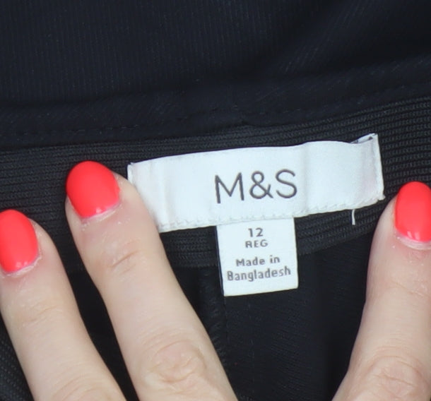 Marks & Spencer Women Black UK 12 Regular Straight Dress Trousers