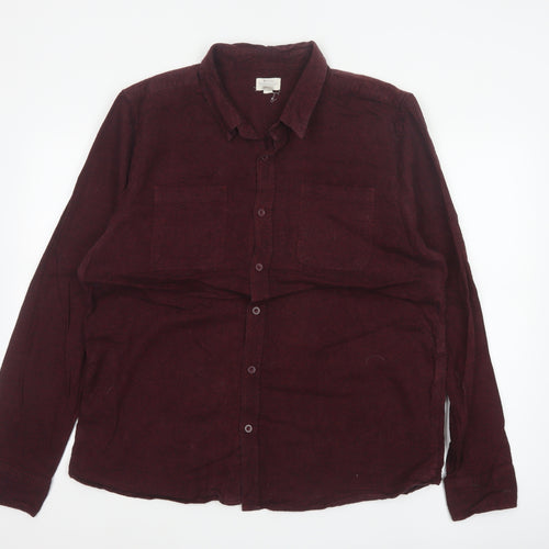 Mountain Warehouse Men’s Red XL Corduroy Button-Up Long Sleeve Shirt
