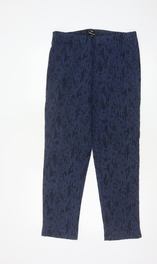 Dennis by Dennis Basso Women’s Blue Animal Print Pull-On Trousers UK 10