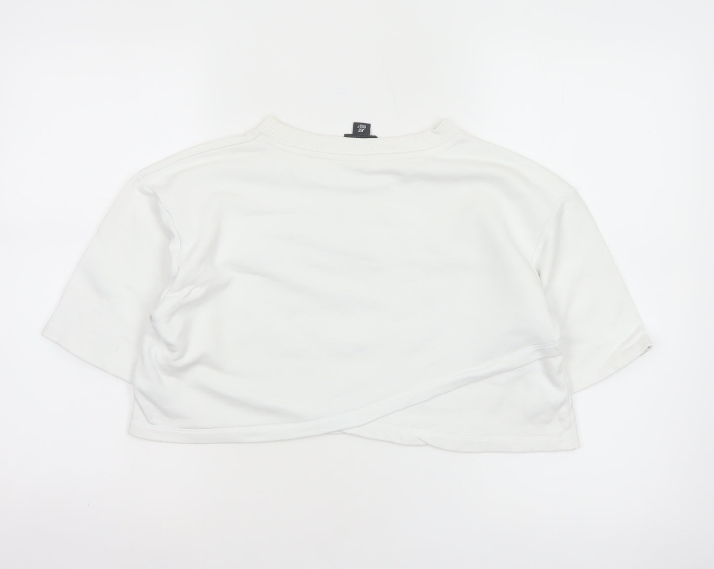 Ivy Park Women White XS Cropped Jersey T-Shirt Purple Logo