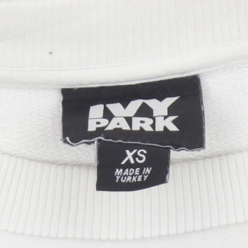 Ivy Park Women White XS Cropped Jersey T-Shirt Purple Logo