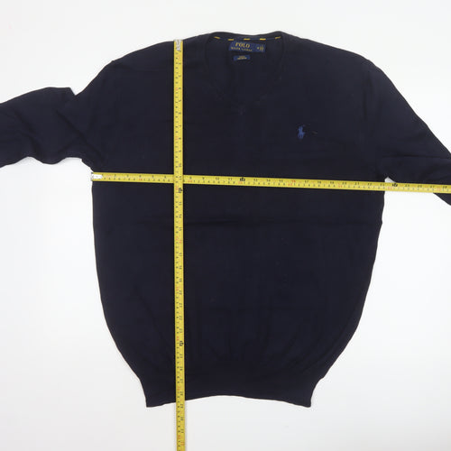 Polo Ralph Lauren Men’s Blue M Slim Fit Pima Cotton V-Neck Jumper