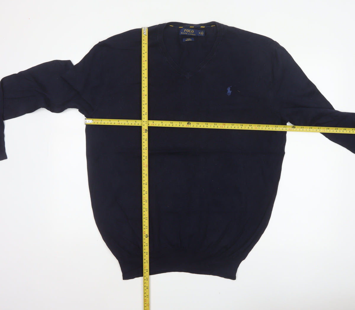 Polo Ralph Lauren Men’s Blue M Slim Fit Pima Cotton V-Neck Jumper