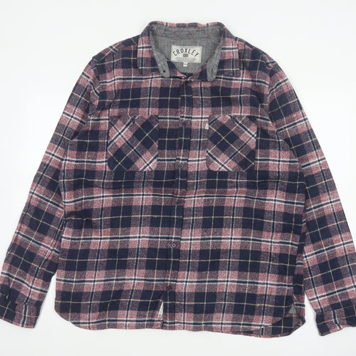Croxley Men’s Blue Red Plaid Flannel Button-Up Shirt 2XL