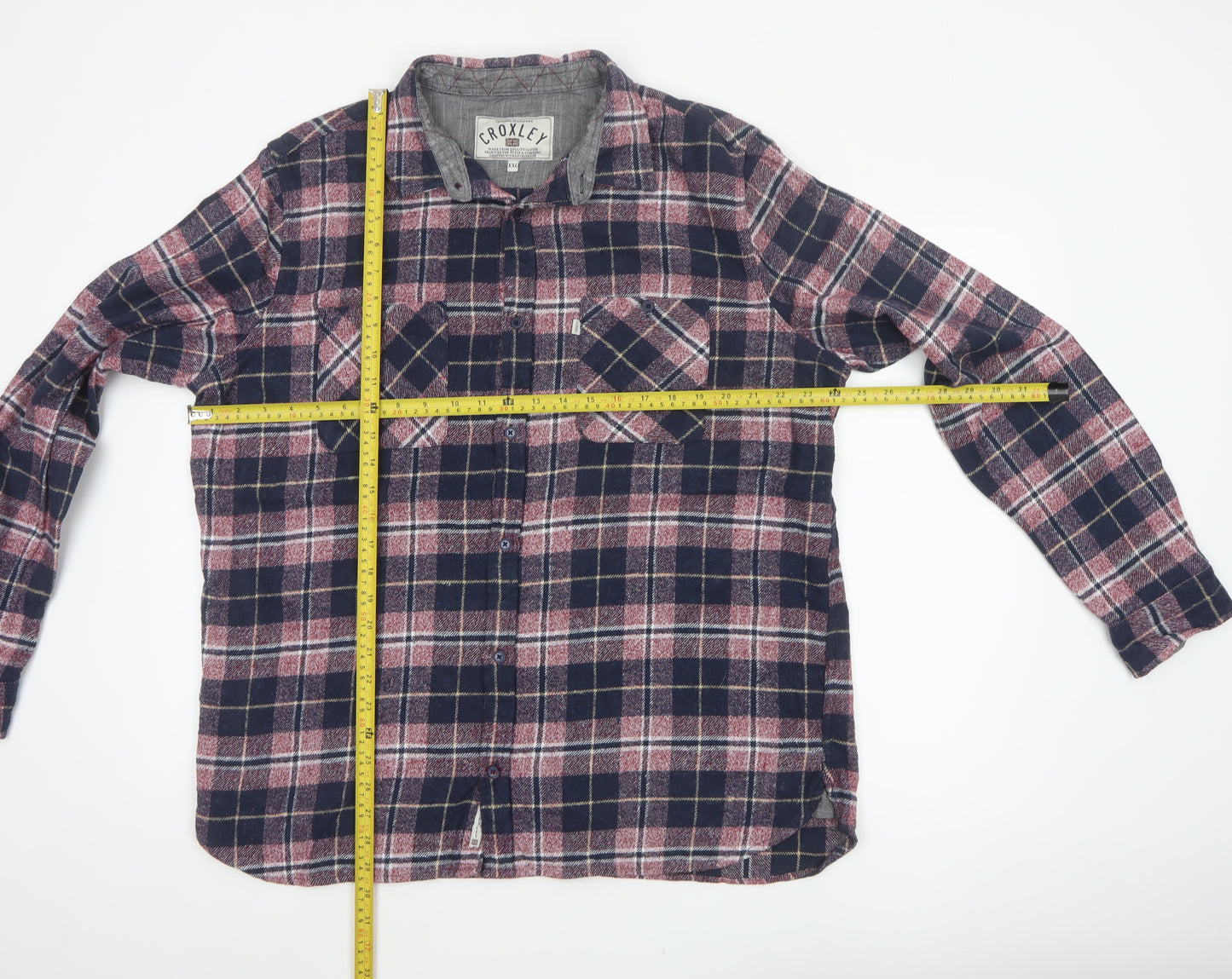 Croxley Men’s Blue Red Plaid Flannel Button-Up Shirt 2XL