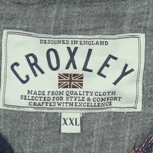 Croxley Men’s Blue Red Plaid Flannel Button-Up Shirt 2XL