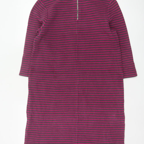 Laura Ashley Women Pink Striped UK 12 Knee Length Shift Dress