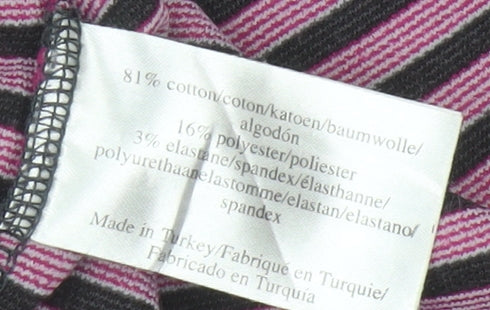Laura Ashley Women Pink Striped UK 12 Knee Length Shift Dress