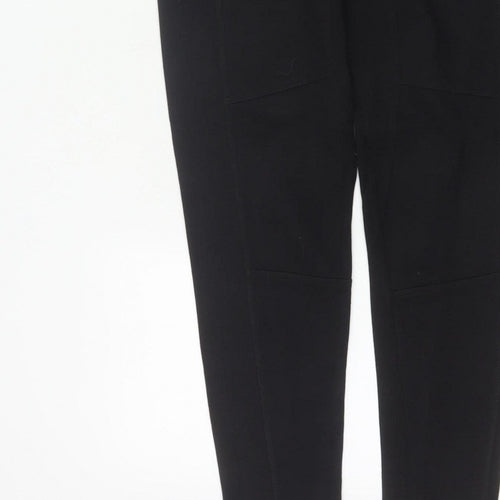 Zara Women Black L Tapered Jogger Trousers Drawstring Zip Pockets