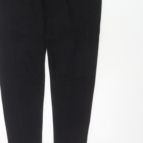 Zara Women Black L Tapered Jogger Trousers Drawstring Zip Pockets