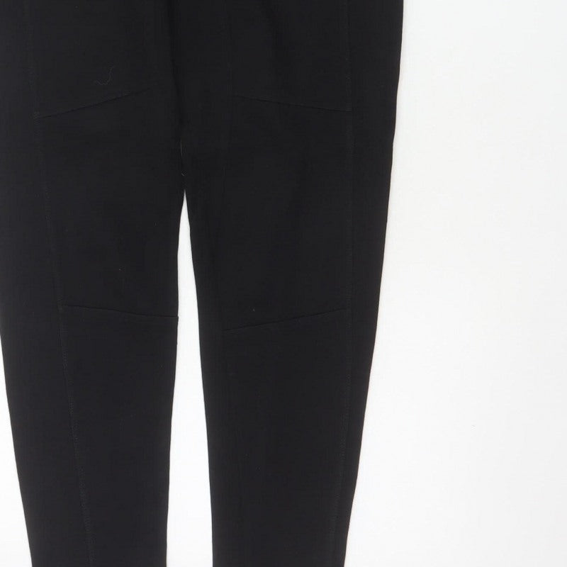 Zara Women Black L Tapered Jogger Trousers Drawstring Zip Pockets