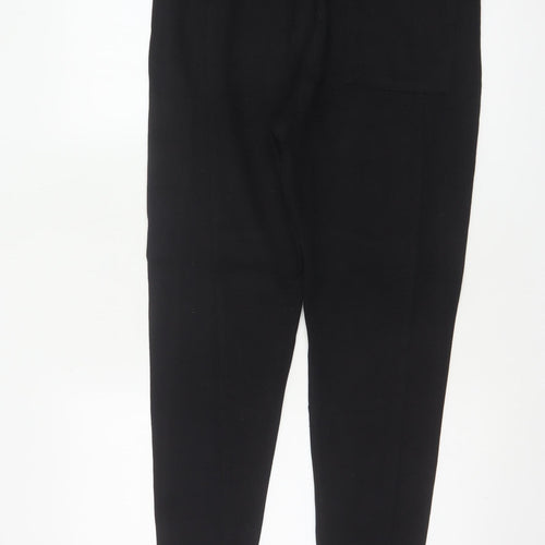 Zara Women Black L Tapered Jogger Trousers Drawstring Zip Pockets
