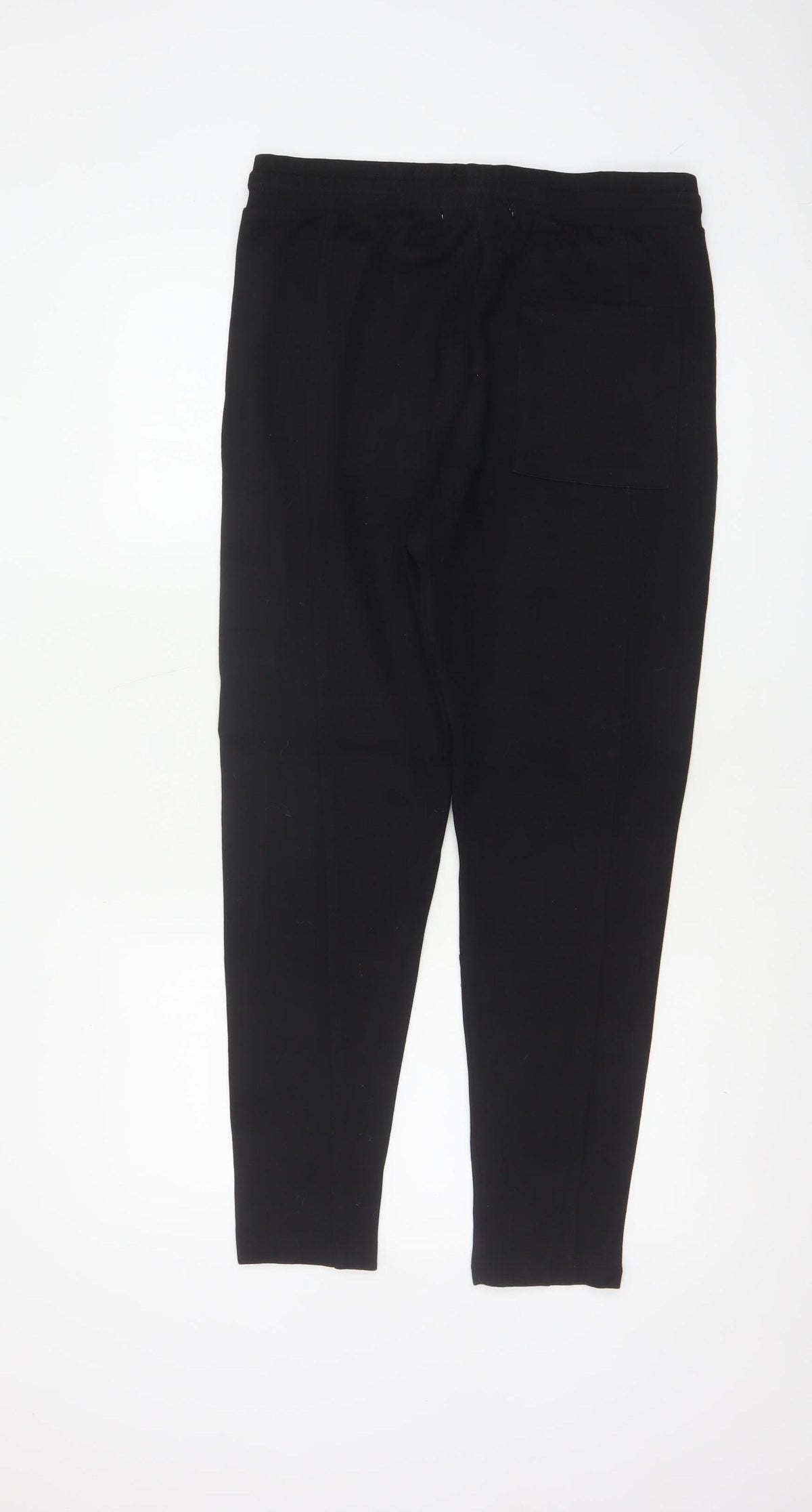 Zara Women Black L Tapered Jogger Trousers Drawstring Zip Pockets