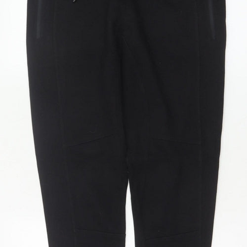 Zara Women Black L Tapered Jogger Trousers Drawstring Zip Pockets