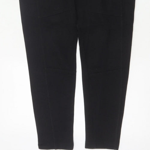 Zara Women Black L Tapered Jogger Trousers Drawstring Zip Pockets