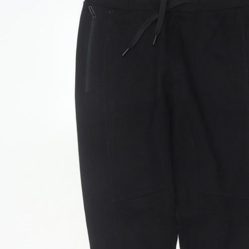 Zara Women Black L Tapered Jogger Trousers Drawstring Zip Pockets