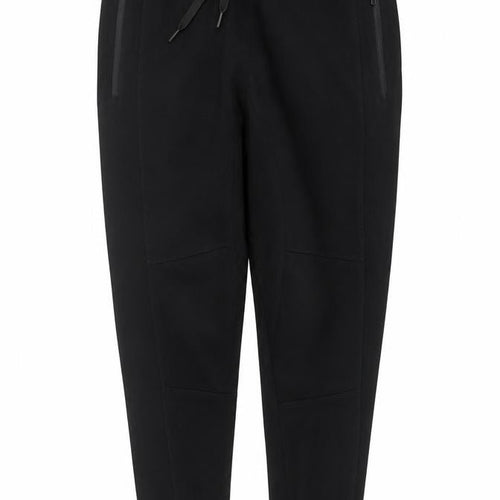 Zara Women Black L Tapered Jogger Trousers Drawstring Zip Pockets