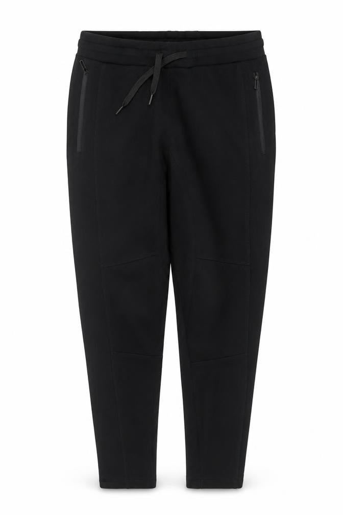 Zara Women Black L Tapered Jogger Trousers Drawstring Zip Pockets