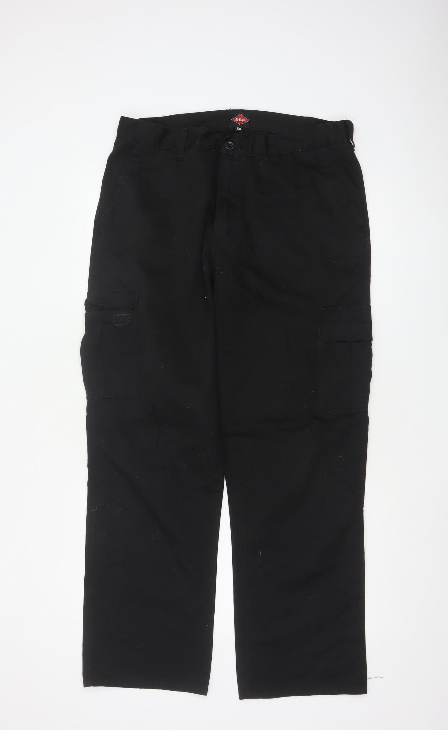 Lee Cooper Men’s Black 34R Cargo Workwear Trousers W34 Regular
