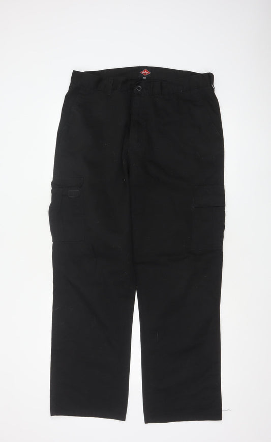 Lee Cooper Men’s Black 34R Cargo Workwear Trousers W34 Regular