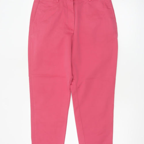 M&S Women Pink UK 12 Short Tapered Chino Trousers