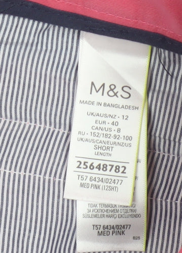 M&S Women Pink UK 12 Short Tapered Chino Trousers