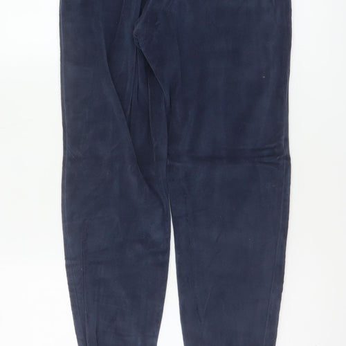 Lipsy London Women Blue Velvet Jogger Trousers UK 8 Logo Cuffed
