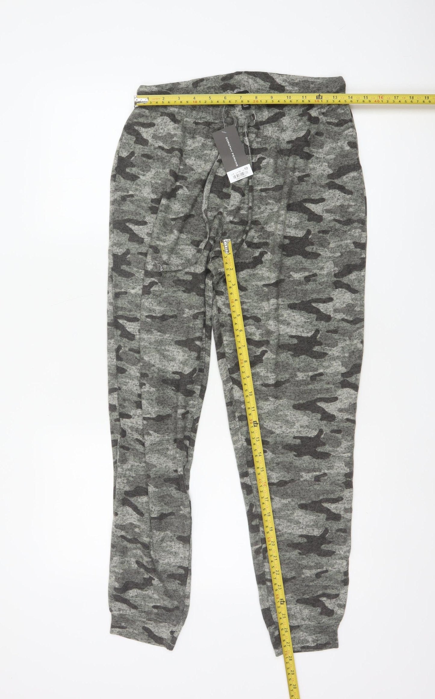Dorothy Perkins Women Grey Camo Jogger Trousers UK 10 Elastic Waist