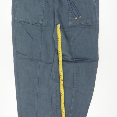 Marks & Spencer Women Blue Linen Blend Jogger Trousers UK 14