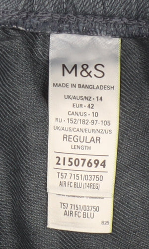 Marks & Spencer Women Blue Linen Blend Jogger Trousers UK 14