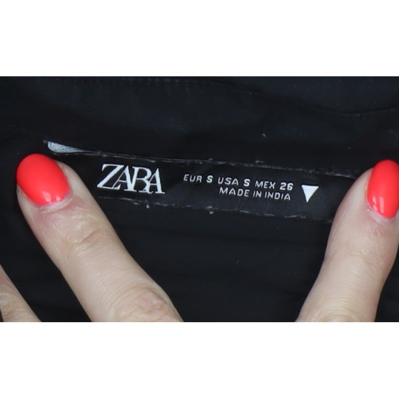 Additional view of Zara Women’s Black, size S, Classic Collared Long Sleeve Button-Up Shirt