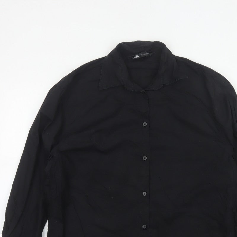 Additional view of Zara Women’s Black, size S, Classic Collared Long Sleeve Button-Up Shirt