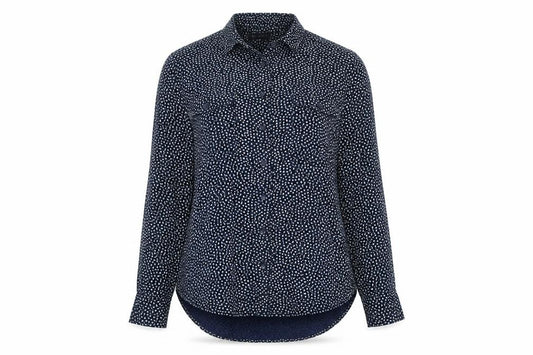 Front view of Marks & Spencer Women Blue Polka Dot Button-Up Blouse UK 14