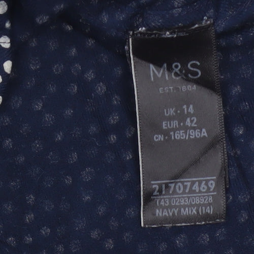 Marks and Spencer Women Blue Polka Dot Button-Up Blouse UK 14