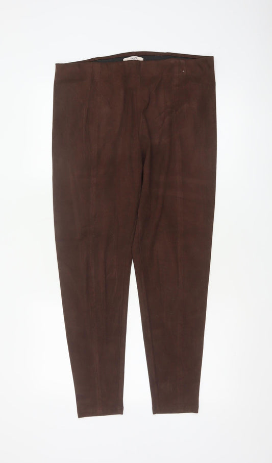 Marks and Spencer Women Brown Size 16 Regular Tapered Stretch Trousers