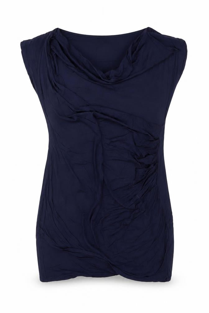 Phase Eight Women Blue UK 14 Cowl Neck Viscose Tunic Blouse